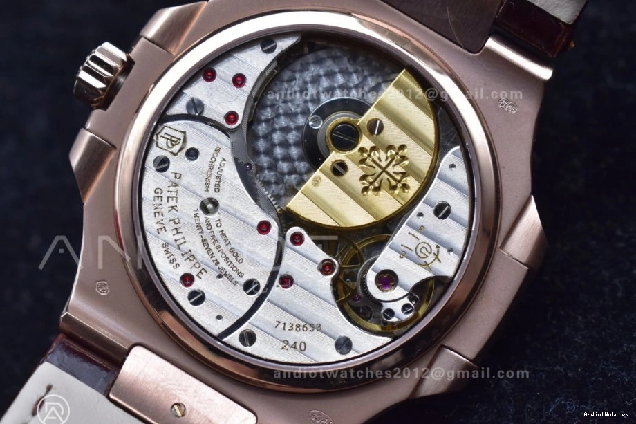 Croco Gray GRF 912 Best Brown Nautilus on 5712 Premium RG Strap SS Edition A23J Dial 0921